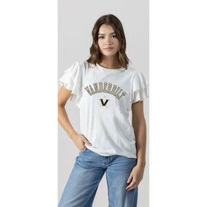 NWT: VANDERBILT COMMODORES ALL IN TO WIN FLUTTER CREWNECK TOP | S